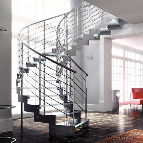 Escalier circulaire - L20-2E-GVE - d'OPERA STAIRS - à marches en verre / structure en métal / contemporain
