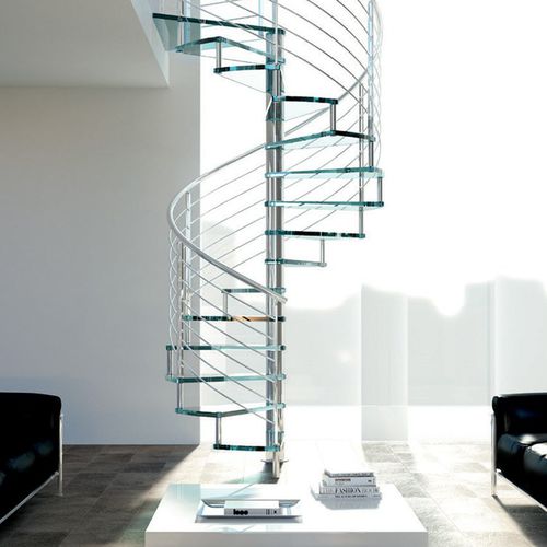 Escalier en colimaçon - C20-T-GVE - d'OPERA STAIRS - à marches en verre / structure en métal / contemporain