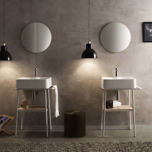 Meuble vasque à poser - FUJI - NOVEL BATHROOM FURNITURE - en bois massif / en céramique / en métal