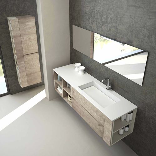 Meuble vasque double - SHERWOOD COMP 01 - NOVEL BATHROOM FURNITURE - mural / en bois laqué / en placage de bois
