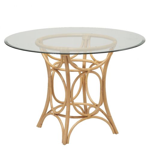 Table à manger contemporaine - GINGKO - KOK Maison - en rotin / en verre / avec piètement en rotin