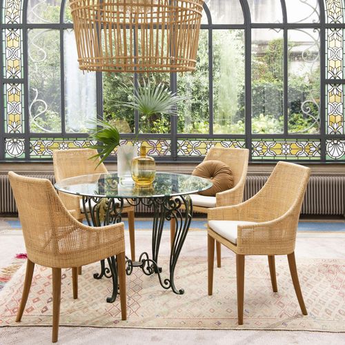 Chaise de salle à manger contemporaine - SAIGON - KOK Maison - d'intérieur / en teck / en rotin