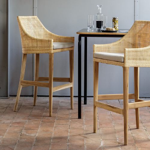 Chaise de bar contemporaine - SAIGON - KOK Maison - d'intérieur / en tissu / en teck
