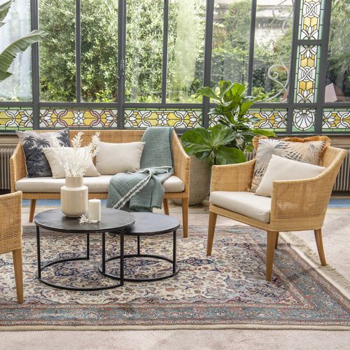 Fauteuil contemporain - SAIGON - KOK Maison - en coton / en lin / en teck