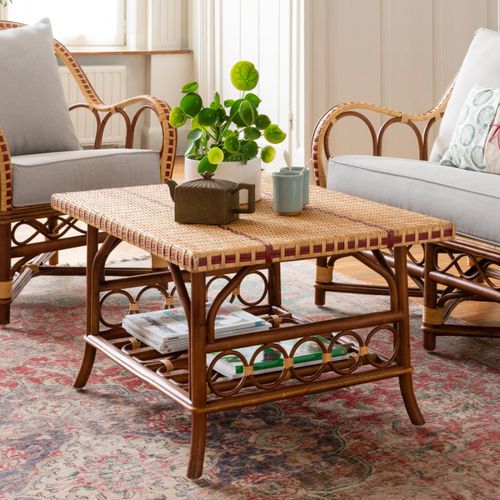 Table basse contemporaine - BAGATELLE - KOK Maison - en contreplaqué / en rotin / avec piètement en rotin