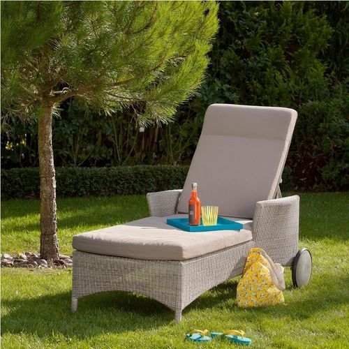 Chaise longue d'extérieur contemporaine - ATOLL - KOK Maison - en tissu / en aluminium thermolaqué / en polyéthylène haute densité PEHD