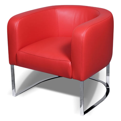 Fauteuil contemporain - GIADA - Rossini - en cuir / rouge / luge
