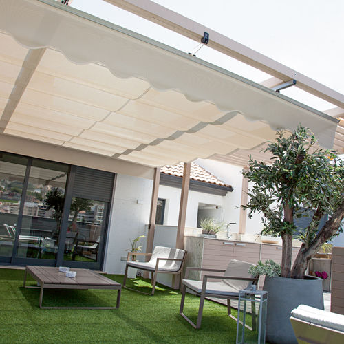 Pergola adossée - WALL MOUNTED PERGOLA - Persax - en aluminium / couverture en toile