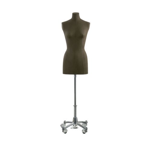 Buste mannequin femme - B516 BROWN LINEN - STOCKMAN - vintage / en lin / avec roues