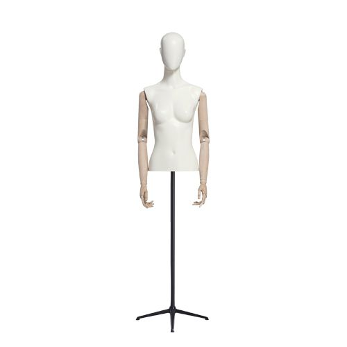 Buste mannequin femme - 84 ABSOLUTE  - WINDOW FRANCE - vintage / en bois / en tissu