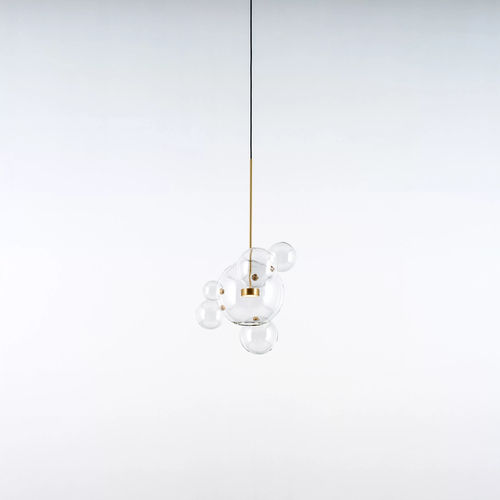 Suspension - Bolle 06 - Giopato & Coombes - en laiton / en verre borosilicaté / en verre soufflé