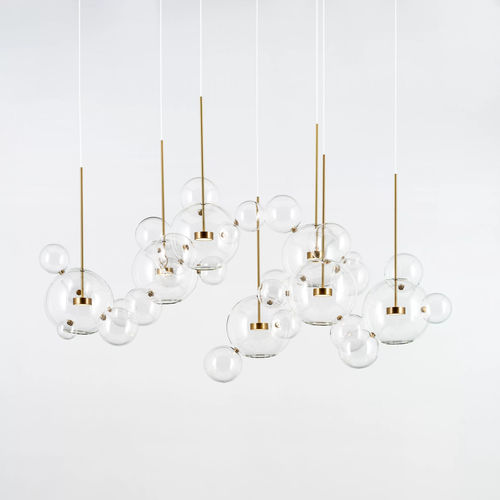 Lustre contemporain - Bolle Linear 14 - Giopato & Coombes - en laiton / en verre borosilicaté / en verre soufflé