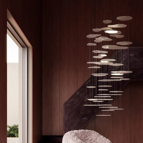 Lustre contemporain - Bruma Cascade 185 - Giopato & Coombes - en aluminium / en verre de Murano / professionnel