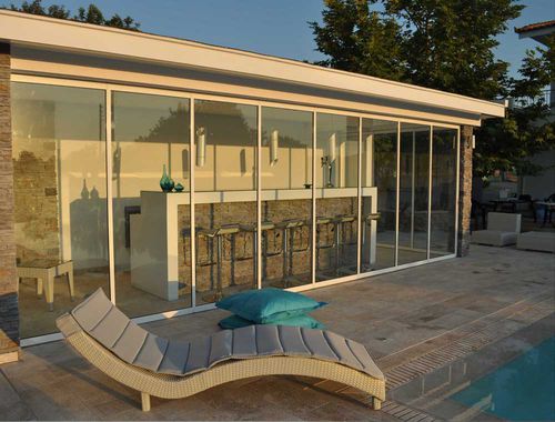 Cloison pliante - F5 - Salinox - vitrée / en aluminium / professionnelle