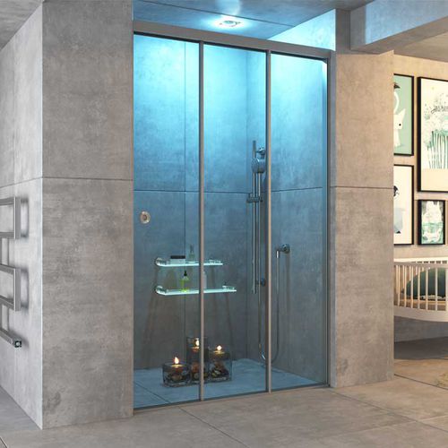 Cabine de douche en verre - SH 75 52 - Salinox - en verre trempé / en aluminium / à portes coulissantes