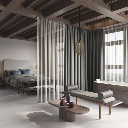 Tissu pour rideaux - ATATON DIM OUT : RIEN - FR-One - uni / en polyester / lavable