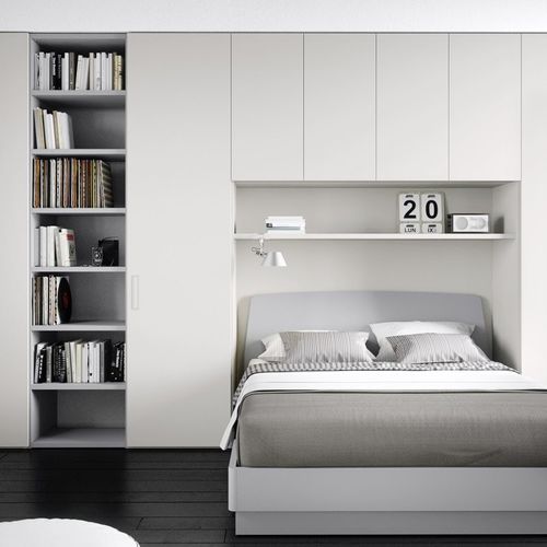 Lit double - ESTE - cinquanta3 - contemporain / avec base de rangement / en bois laqué