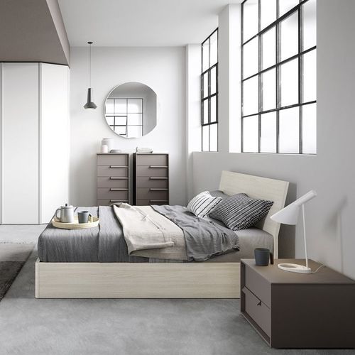Lit double - THUN - cinquanta3 - contemporain / avec tête de lit / en bois laqué