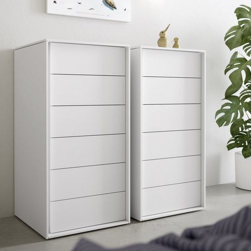 Chiffonnier contemporain - BILBAO - cinquanta3 - en bois laqué / blanc / beige