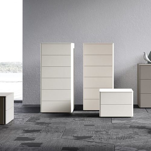 Chiffonnier contemporain - LONDRA - cinquanta3 - en bois laqué / blanc / beige