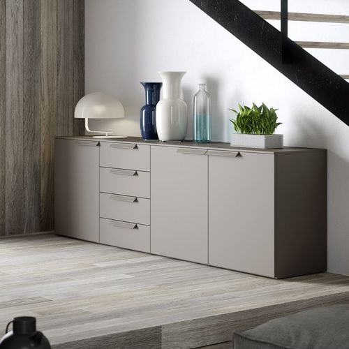 Buffet contemporain - cinquanta3 - en bois laqué / gris / beige