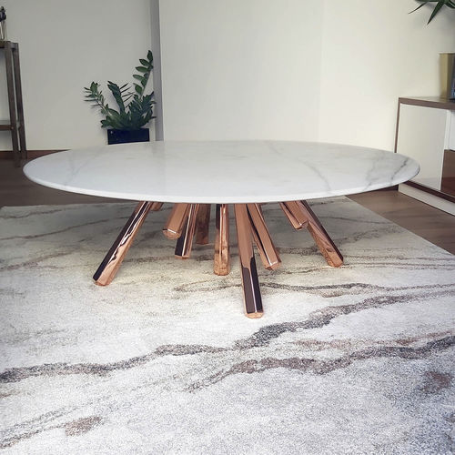 Table basse contemporaine - Amber - BITANGRA - en laiton / en marbre / avec piètement en cuivre