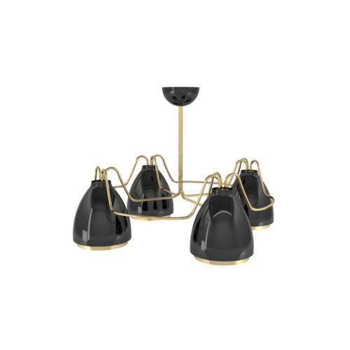 Lustre contemporain - Gambiarra - BITANGRA - en laiton poli / 4 ampoules / candélabre
