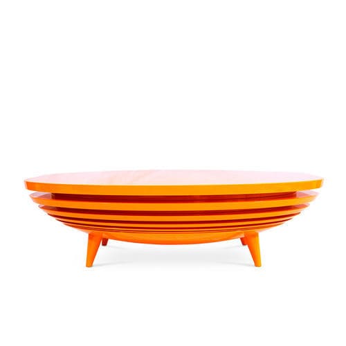 Table basse contemporaine - Accum - BITANGRA - en bois laqué / avec piètement en bois / ovale