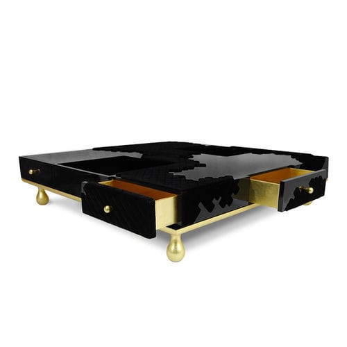 Table basse contemporaine - Isu - BITANGRA - en velours / en fibre de verre / avec piètement en bois