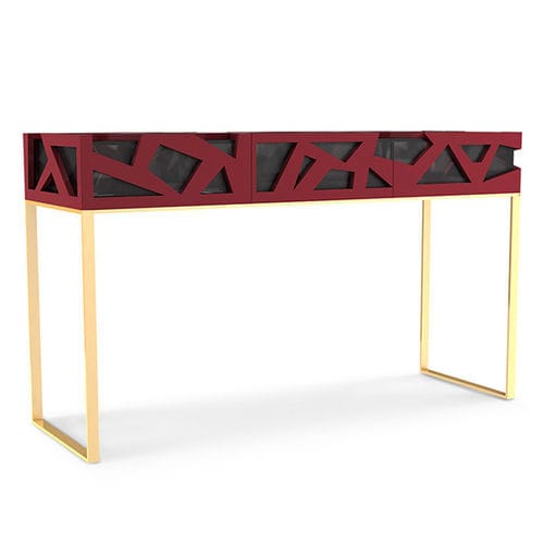 Console contemporaine - Kanda - BITANGRA - en bois laqué / en acrylique / avec piètement en laiton brossé