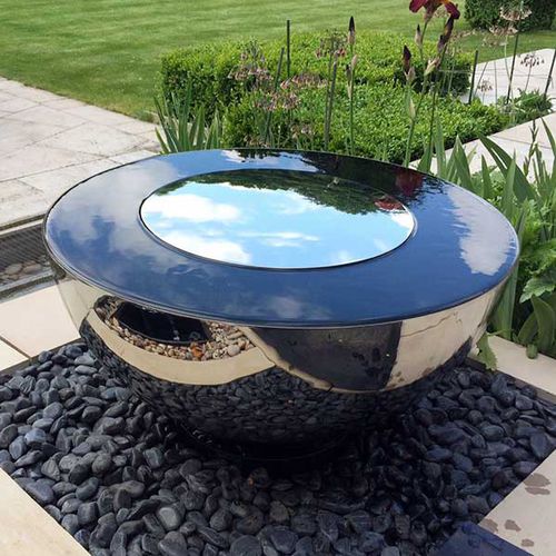 Fontaine de jardin - SKY CHALICE - DAVID HARBER - en acier inoxydable poli / contemporaine