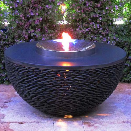 Brasero de jardin à gaz - DAVID HARBER - en acier inoxydable poli
