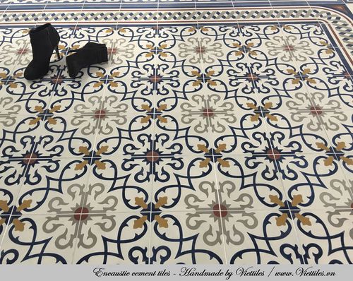 Carreau de ciment mat - V20-296 - Viet Tiles Corporation - d'intérieur / de sol / 20x20 cm