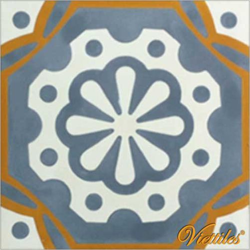 Carreau de ciment en écailles - V20-006 - Viet Tiles Corporation - carré / bleu / fait main