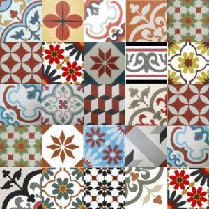 Carreau de ciment patchwork - RED BROWN YELLOW - Vietnam cement tile corp - d'intérieur / de sol / mural