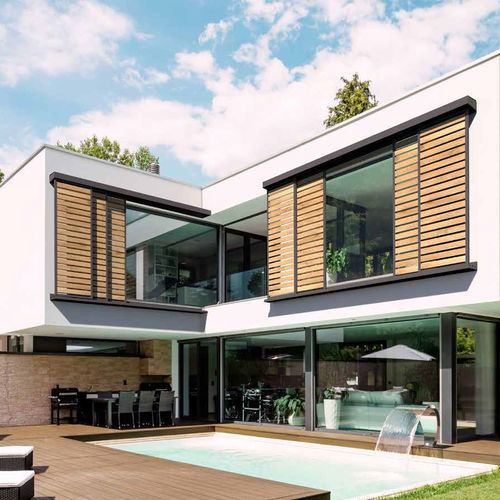 Volet coulissant - SPH - Soltec - en bois / en métal / aspect bois