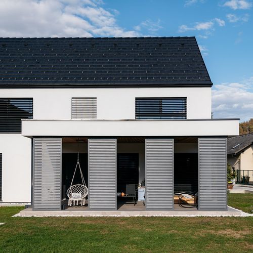 Volet coulissant - SPH H50 - Soltec - en épicéa / en aluminium / mat