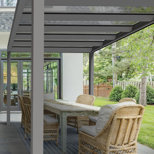 Auvent pour porte - Soltec - pour terrasse / en métal / en verre