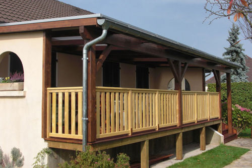 Pergola autoportée - GRAVELINES - MODULAND - adossée / en bois / couverture en polycarbonate