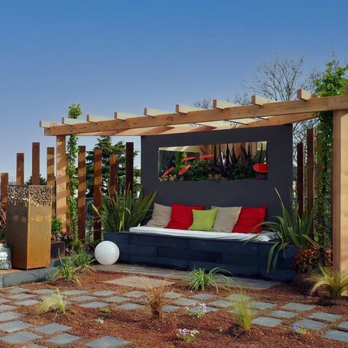 Pergola autoportée - VENISE - MODULAND - en bois / à lames brise soleil / sur mesure