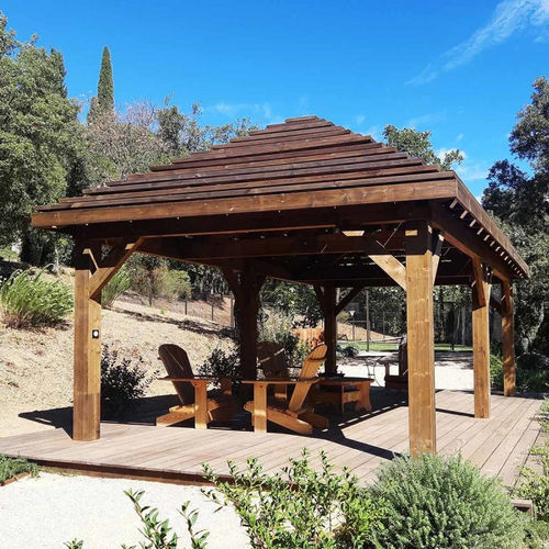 Gazebo en bois - Chaumont - MODULAND - toit en tuiles / structure en bois / pour centre commercial