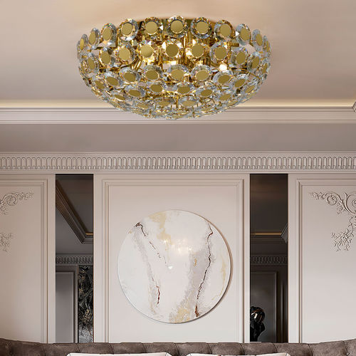 Plafonnier contemporain - EVA - K-LIGHTING - rond / en cristal / en acier inoxydable