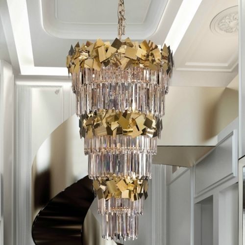 Lustre contemporain - HEMERA - K-LIGHTING - en cristal / en acier inoxydable / 14 ampoules