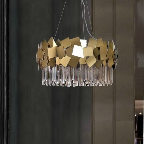 Lustre contemporain - HEMERA - K-LIGHTING - en cristal / en acier inoxydable / 8 ampoules