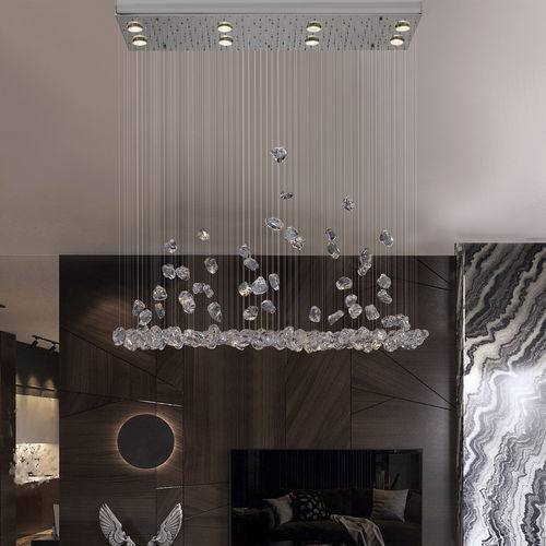 Plafonnier contemporain - STONES - K-LIGHTING - rectangulaire / en verre / en acier inoxydable