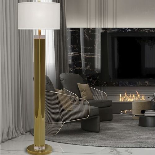 Lampe sur pied - METANIRA - K-LIGHTING - en acier inoxydable / en cristal / en tissu