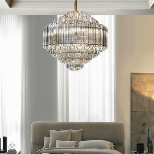 Lustre contemporain - LUX - K-LIGHTING - en verre / en acier inoxydable / 8 ampoules
