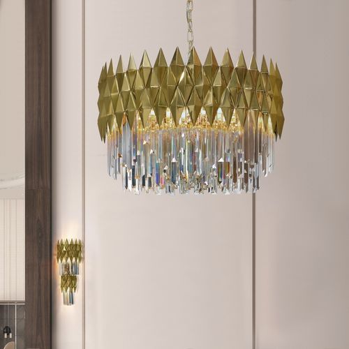 Lustre contemporain - LINE LUNE MEDIUM - K-LIGHTING - en cristal / en acier inoxydable / 12 ampoules