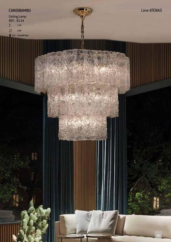 Lustre contemporain - LINE ATENAS - K-LIGHTING - en verre / en laiton poli / professionnel