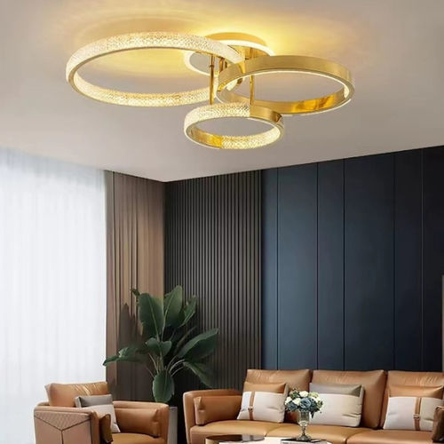 Plafonnier contemporain - LINE FERREIRA - K-LIGHTING - en anneaux / en acier inoxydable poli / en acrylique